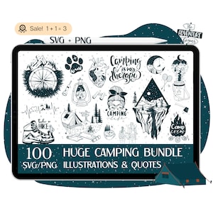 100 Happy Camper SVG Bundle, Campeggio SVG, Camper svg, Citazioni sul campeggio, File campeggio per Cricut, Campeggio svg, Escursionismo svg, Vita sul lago svg, PNG, Tshirt