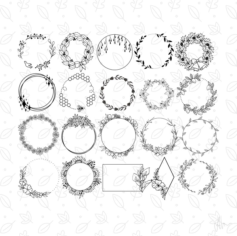 Floral Wreath SVG Bundle, 110 Designs, Circle, Heart, Wedding (SVG, PNG ...