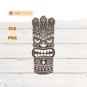 Hawaiianischer Tiki-Kopf SVG, Hawaiianischer Kopf, Tiki-Kopf, Tiki SVG, Maori-Svg, Polynesische Stammes-Svg-Dateien, Tiki Png, Tattoo, Clipart, Shirt