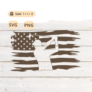 Golfista en bandera americana SVG PNG, Bandera americana svg, Golf svg, Golf Club svg, Patriotic svg, Golf Tatoo, Png, Clipart, Camisa, Uso comercial