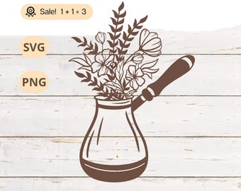 Coffee With Wildflower SVG PNG, Coffee svg, Wildflower Svg, Coffee Cup Svg, Coffee Mug svg, Caffeine Svg, Coffee Clipart, Png, Tattoo, Shirt