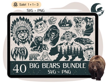 Wild Bear SVG Bundle, Grizzly, Mama Bear, PNG, Cricut