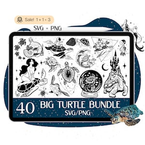 40 zeeschildpad SVG-bundel, Turtle SVG, Turtle-bestand voor Cricut, Turtle PNG, Sea Turtle PNG, Beach SVG, Ocean SVG, Silhouette clipart tshirt