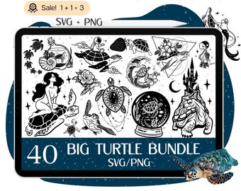 Sea Turtle SVG Bundle, Ocean Clipart for Cricut, Silhouette (40 Files)