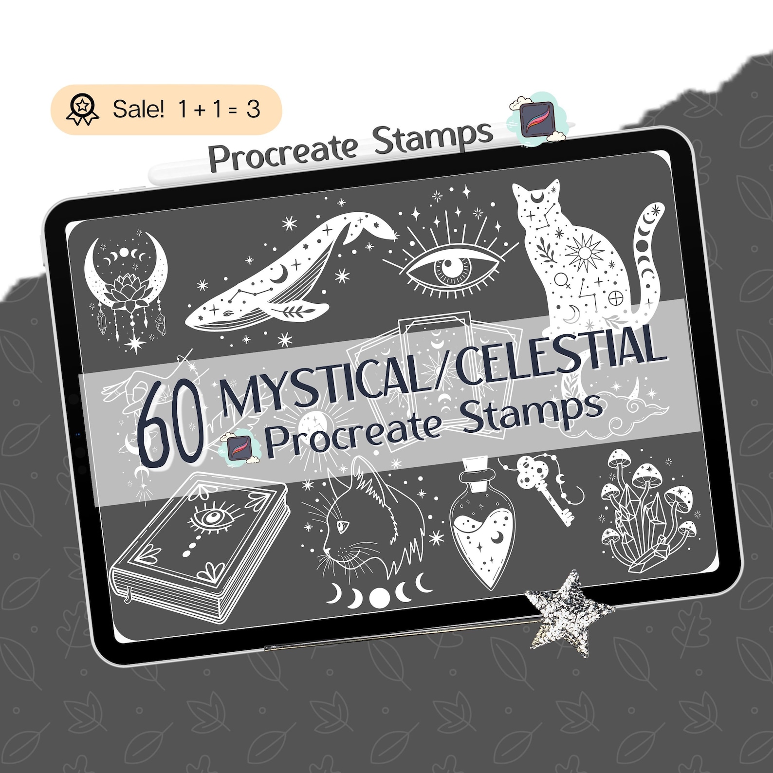 Celestial Procreate Stamps, 60 Mystical Stamp Brushes (digital Download ...