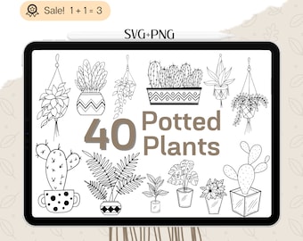 House Plant SVG Bundle, Potted & Hanging Plants Clipart (Commercial Use)