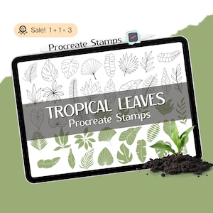 40 Tropical Leaves Procreate STAMPS, Procreate Jungle Leaves STAMPS, Leaves Procreate Brushes, Flower, Floral, Procreate doodle, Stamp Brush