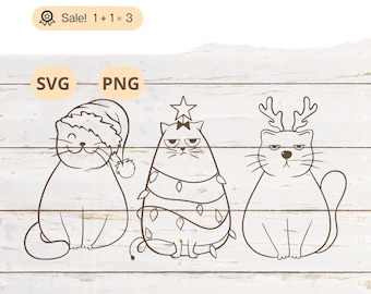Weihnachtskatzen SVG PNG, Weihnachtsschild, frohe Weihnachten, Weihnachtssvg, Weihnachtslichter svg, Weihnachtskatzen PNG, Tattoo, Shirt, Silhouette