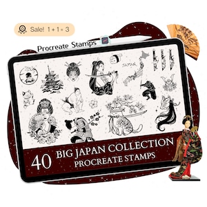 40 Japan Procreate STAMPS, Japanese Procreate BRUSHES, Japan STAMPS, Japanese Tattoo, Japan Clipart, Procreate Brushset, Commercial use