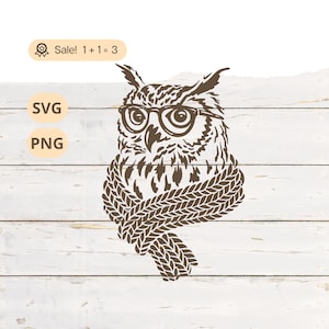 Eule mit Brille SVG, Eule SVG, Vogel Clipart, mystisch, Boho, Walddesign, Eule Clipart, Tattoo, Shirt, Cricut, Cut Datei, Silhouette