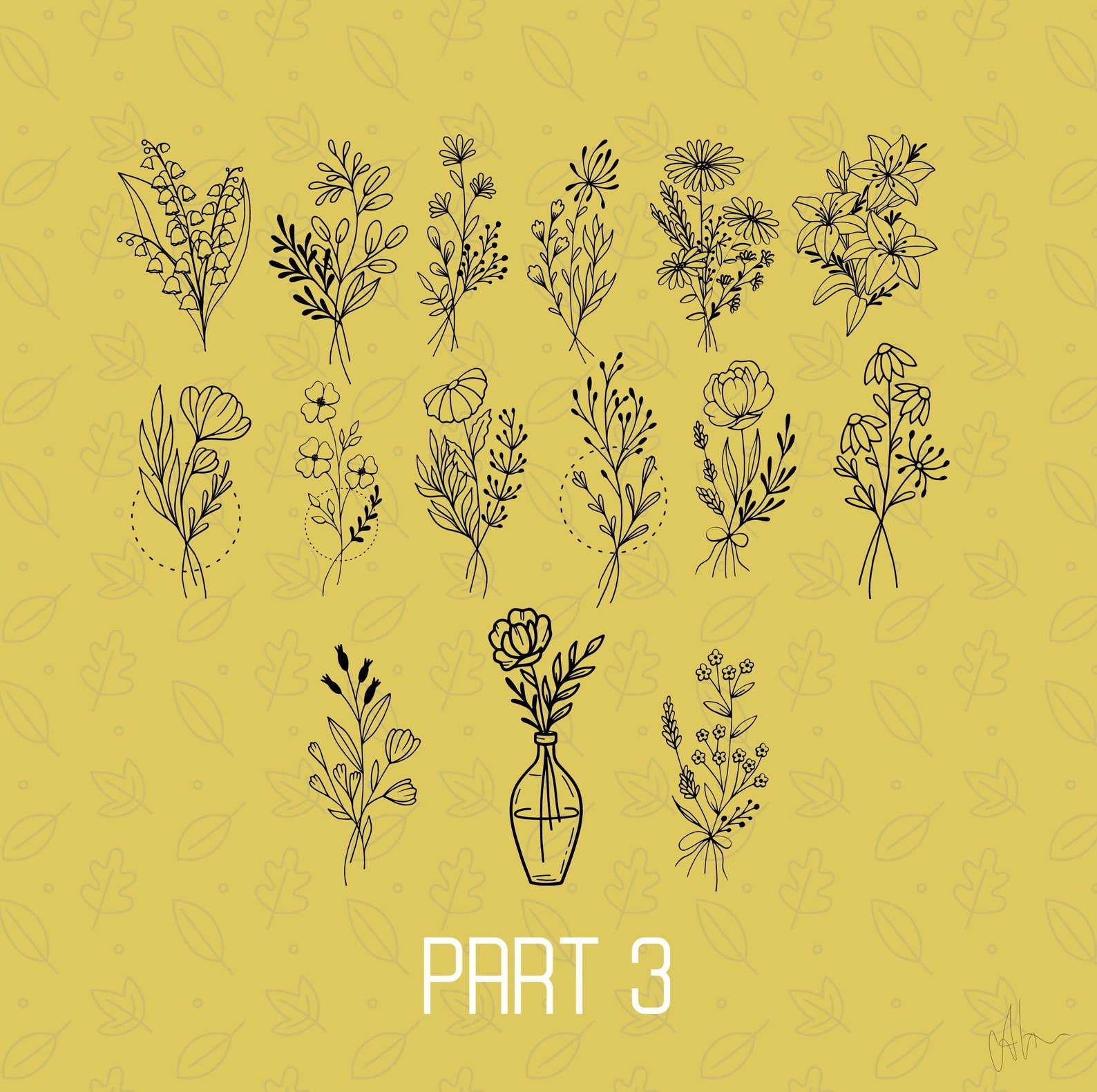 Wildflower Procreate Stamps, 40 Floral Stencil Brushes (digital ...