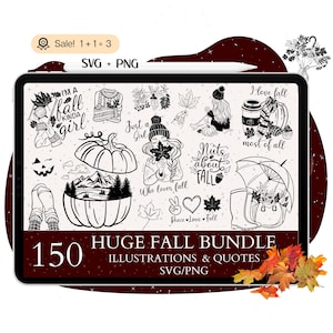Pacote 150 SVG de Outono, Folhas de Outono SVG, Citações de Outono, Sinal de Outono SVG, Arquivo de Outono para Cricut, Cozy SVG, Outono SVG, Halloween SVG, PNG, Silhueta
