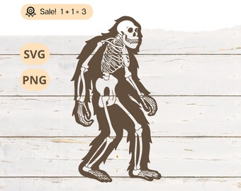 Skeleton Bigfoot SVG, Skull Sasquatch Clipart (PNG)