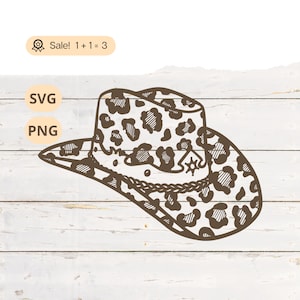 Leopard Print Cowboy Hat SVG PNG, Cowboy Hat svg, Leopard Print svg, Western SVG, Wild West png, Texas svg, Cowboy Hat Png, Shirt, Tattoo