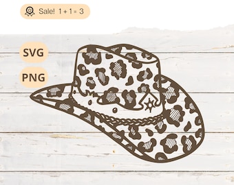 Leopard Print Cowboy Hat SVG PNG, Western Design (Digital Download)