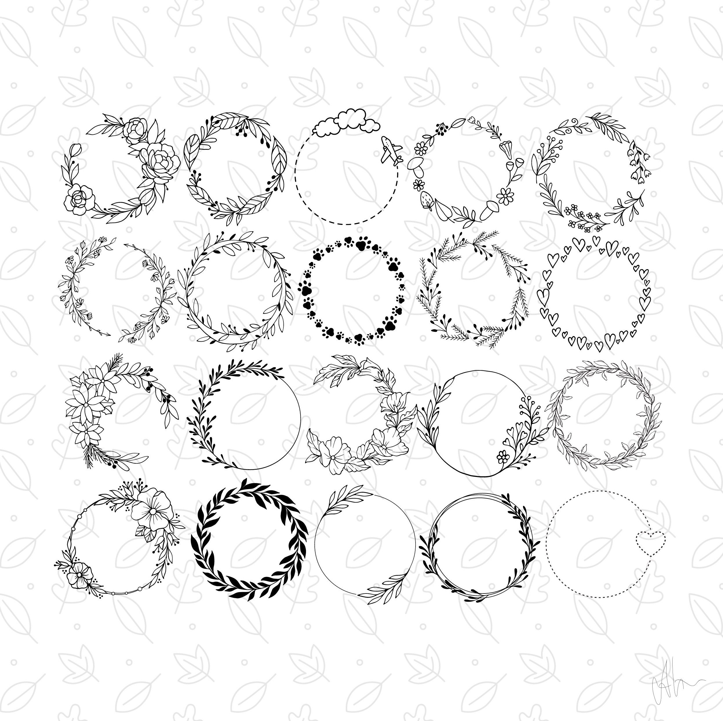 Floral Wreath SVG Bundle 110 Wreath SVG Circle SVG Heart - Etsy