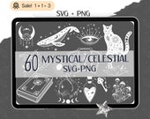 60 Mystical Celestial SVG Bundle, Boho Clipart (Commercial Use)