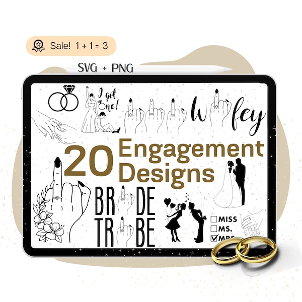 Engagement SVG Bundle, Wedding Finger SVG file for Cricut, Engagement ring SVG, Engaged Finger Svg, Bridal Party Svg, Clipart Png Cricut