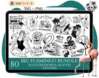 80 Cute Flamingo SVG Bundle, Flamingo SVG, Flamingo Quotes, Flamingo File for Cricut, Palm tree svg, Bird svg, Summer svg, PNG Tshirt