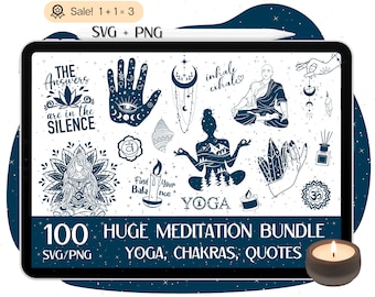 100 Huge Meditation SVG Bundle, Meditation SVG, Meditation Quotes, Meditation cut file, Yoga svg, Mandala svg, Spiritual svg PNG Cricut