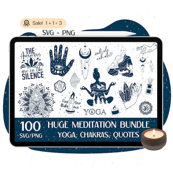 100 Huge Meditation SVG Bundle, Meditation SVG, Meditation Quotes, Meditation cut file, Yoga svg, Mandala svg, Spiritual svg PNG Cricut