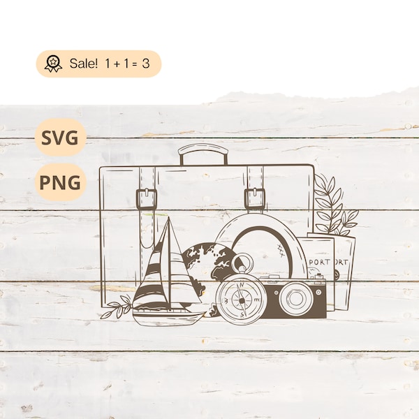 Travel Equipment SVG PNG, Travel SVG, Adventure svg Journey svg Luggage svg Vacation svg Clipart Cut file Cricut Travel Tattoo World Map svg