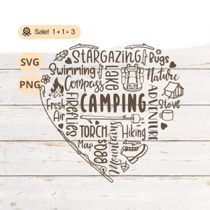 Corazón de camping SVG PNG, Camping Svg, Camp Svg, Montaña SVG, Aventura svg, Senderismo Svg, Campista feliz svg, Amante del camping, Camiseta de campamento, Tatuaje