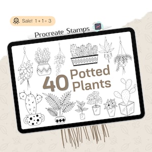 40 House Plant Procreate STAMPS, Hanging Plants Procreate Brushes, Flower STAMPS, Potted Plant STAMPS, Floral, Clipart, Stamp Brush, Doodle