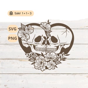 Skull of Lovers SVG PNG, Skull SVG, Skeleton SVG, Heart Svg, Halloween SVG, Skeletons in Love, Skull-bestand voor Cricut, Clipart, Tattoo, Shirt