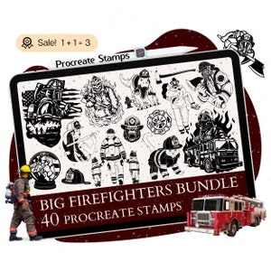Firefighter Procreate Stamps, Fireman Tattoo, Fire Dept Clipart (Brushset)