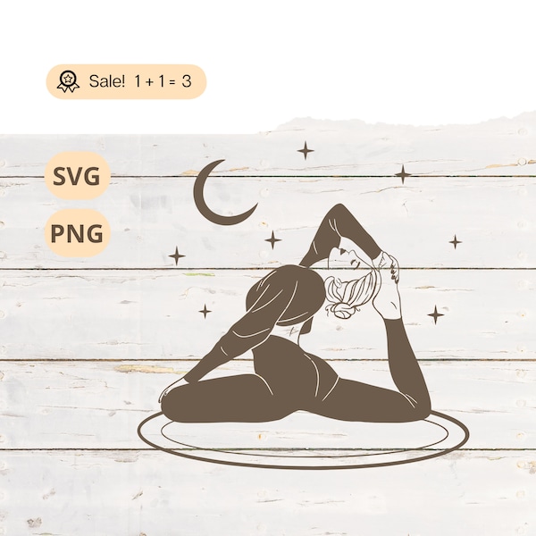 Moon Yoga SVG PNG, Yoga SVG, Yoga Pose Svg, Gymnastics svg, Meditation svg, Namaste svg, Fitness Girl svg, Yoga Tattoo, Shirt, Clipart