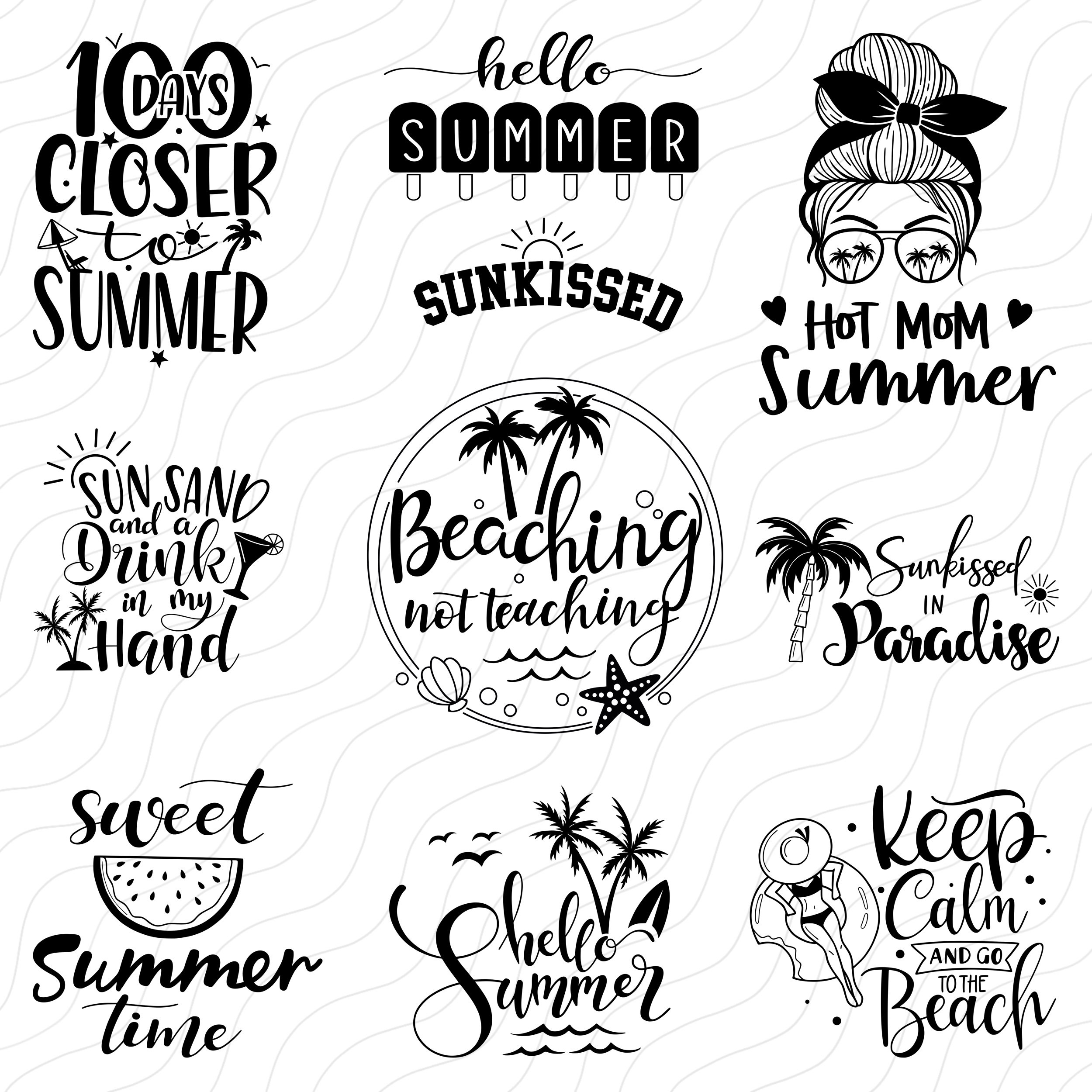 Summer Quotes SVG Bundle, Beach Vibes, Cricut Cut File (PNG) - Etsy