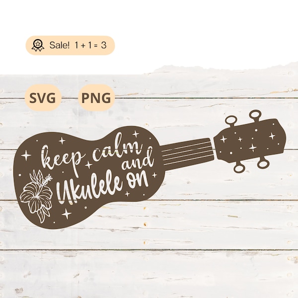 Keep Calm and Ukulele On SVG PNG, Guitar Hawaii Svg, Hawaiian svg, Hawaii Svg, Ukulele Svg, Guitar Hawaii Tattoo, Png, Clipart, Shirt
