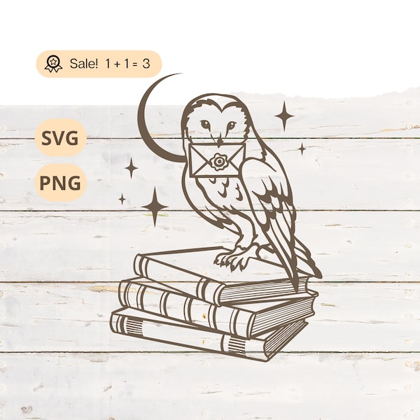 Owl With Letter SVG PNG, Owl Svg, Book SVG, Bird Svg, Mystical Svg, Celestial Svg, Magic Wizard Svg, Owl Clipart, Tattoo, Shirt, Silhouette