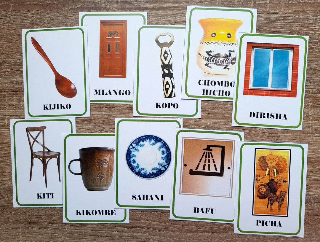 Swahili Flashcards Household Items Montessori Cards Etsy