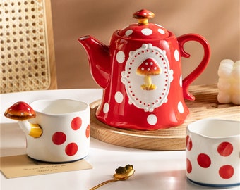 Afternoon teapot set/Ceramic plate/Teapot with Cup/Cute bowls/Bridesmaid luncheon/Gift for her/Tea Lover Gift/Anniversary gift/Housewarming