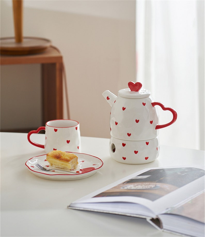 Red Love Teapot/lovely Afternoon Tea Teapot Set/thermostatic Etsy