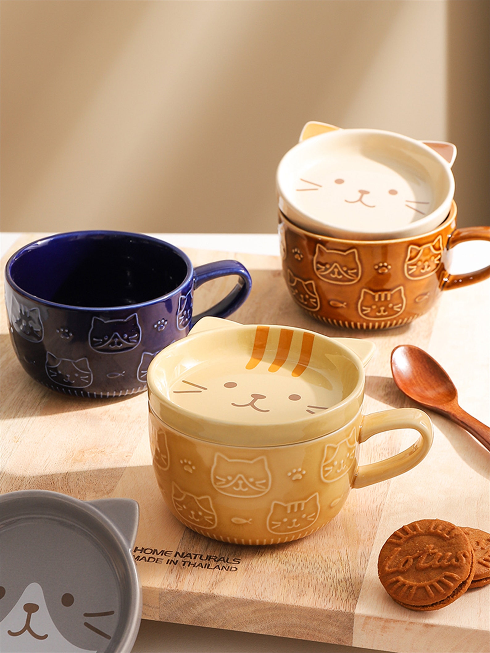 Ceramic Animal Cup/mug With Lid/ceramic Cug/cat Cup/milk Etsy