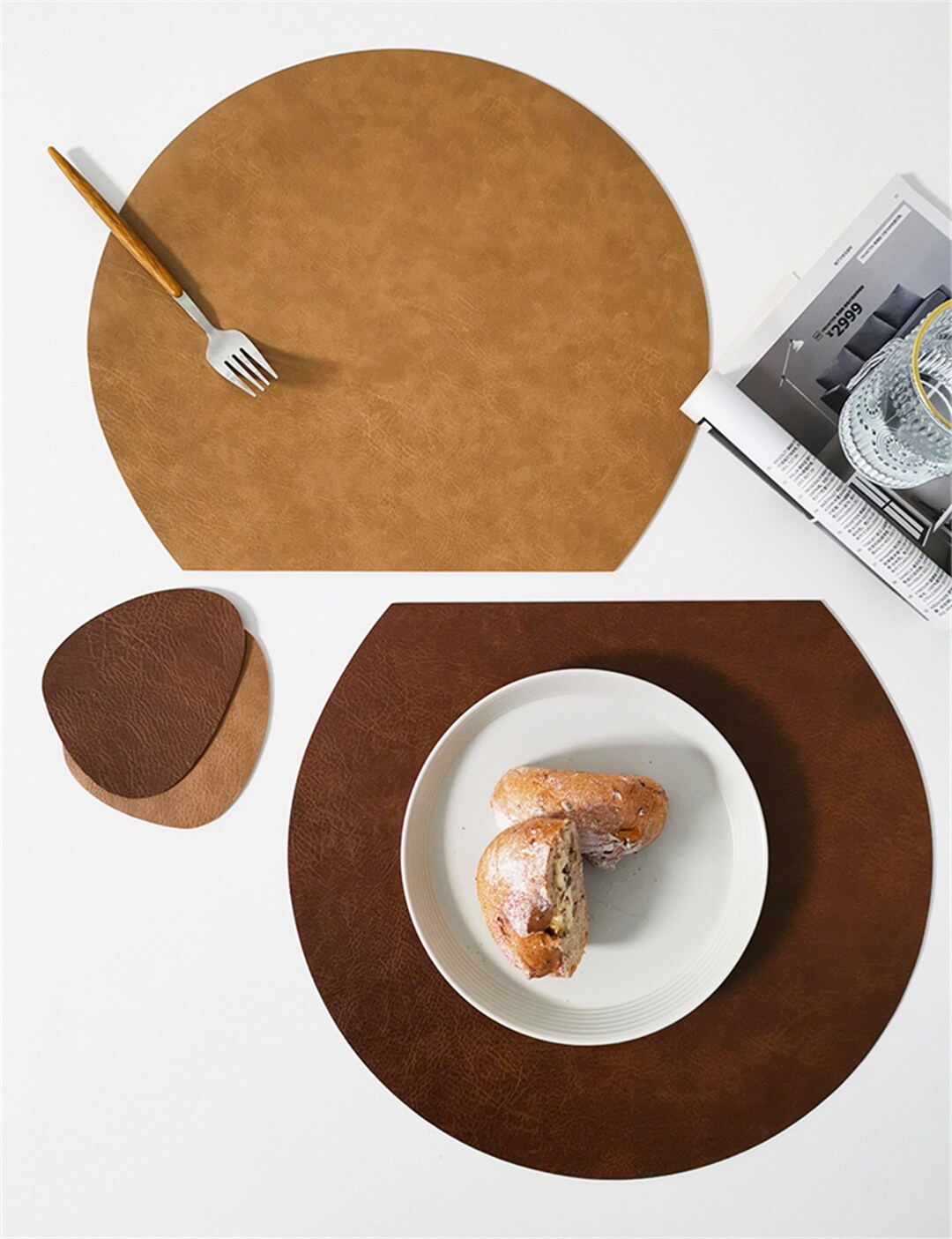 Personalized Round Leather Placemat/dining Table Mats/wedding Etsy