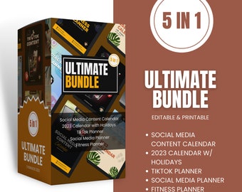 Personal trainer Bundle | Workout Planner | Social Media Content Calendar | social media content | tiktok planner | calendar 2023 editable