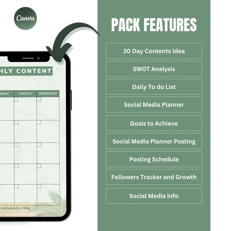Social media content calendar Content Calendar Content Planner Yearly Content Planning Printable Planner Content Creation Template image 3