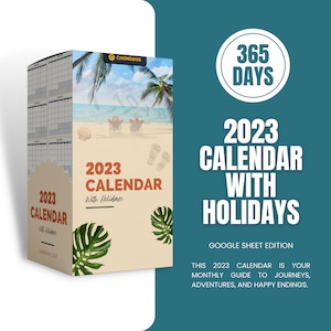 2023 Calendar with holidays editable calendar 2023 weekly blank calendar download Monthly Planner Printable Minimalist Monthly Calendar image 1