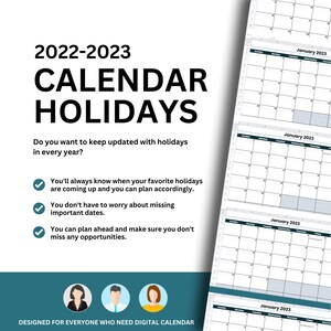 2023 Calendar with holidays editable calendar 2023 weekly blank calendar download Monthly Planner Printable Minimalist Monthly Calendar image 2