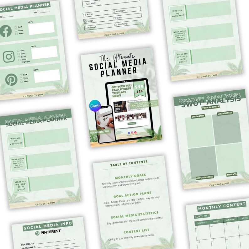 Social media content calendar Content Calendar Content Planner Yearly Content Planning Printable Planner Content Creation Template image 2