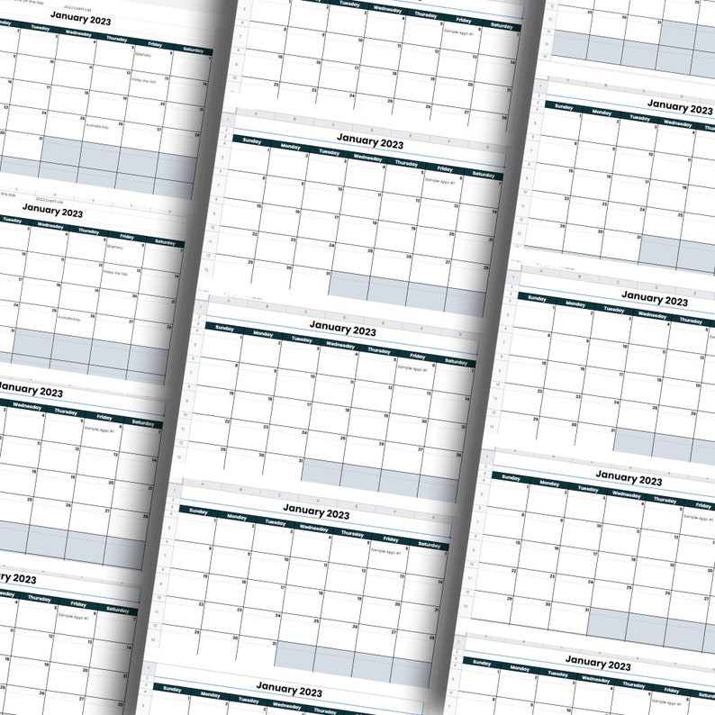 2023 Calendar with holidays editable calendar 2023 weekly blank calendar download Monthly Planner Printable Minimalist Monthly Calendar image 3