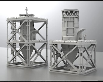 3D Printed Industrial Terrain, Tabletop Gaming Miniature Scenery
