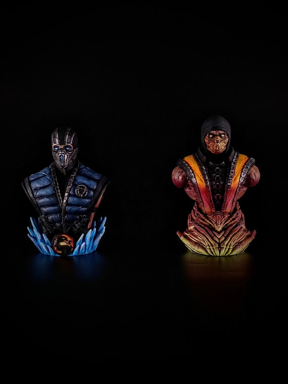 UV Effects Mortal Kombat Scorpion / Subzero Busts, 3D Printed Collectibles, Made to Order