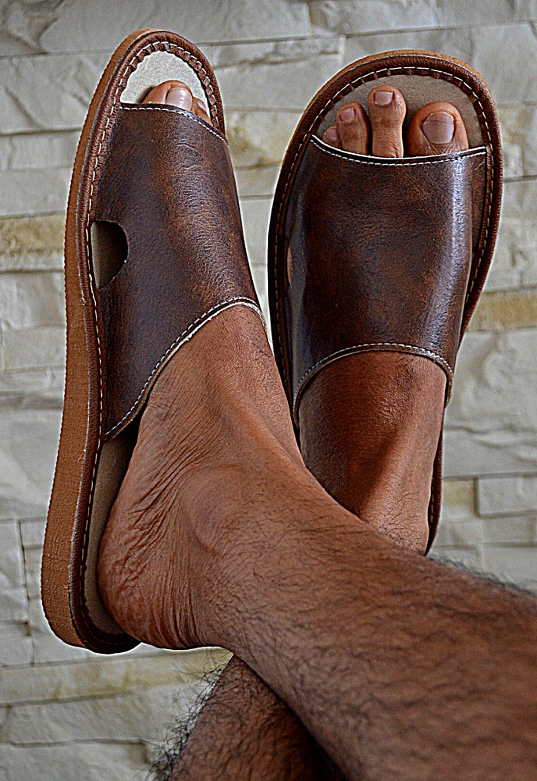 mens open back slippers