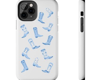 Custodia per telefono con stivali da cowboy blu