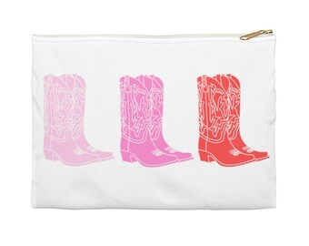Pink & Red Cowboy Boots Accessory Pouch | Western Bag | Clutch | Purse